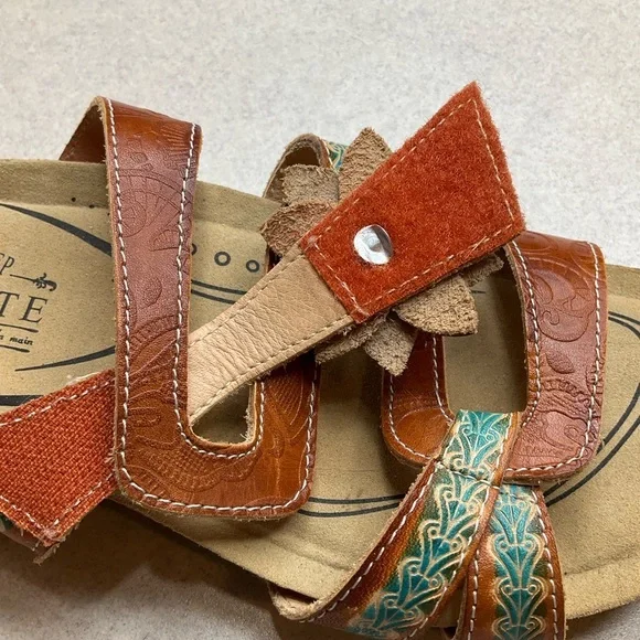 Spring Step L’Artiste Mabel Sandal 38 Camel Floral Pink Stone - Picture 8 of 11